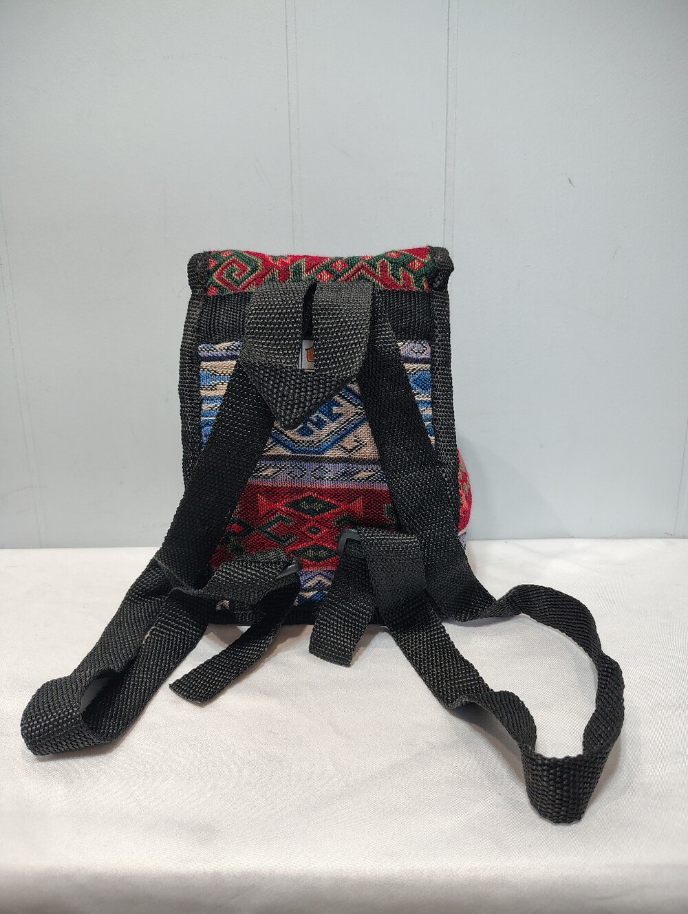 Vintage TET Collection Turkey Woven Tapestry Mini Backpack Geometric Grunge Boho - Picture 5 of 13